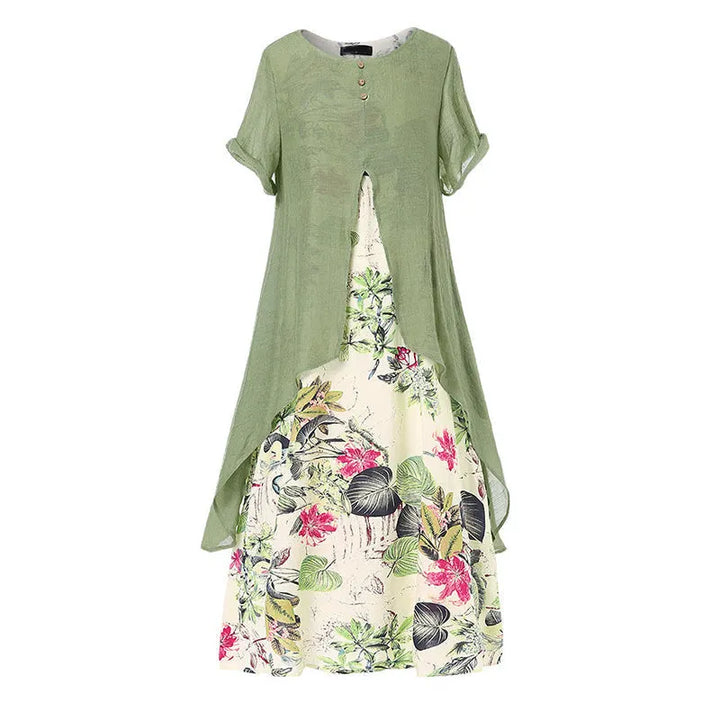 Layered Floral Print Women's Dress