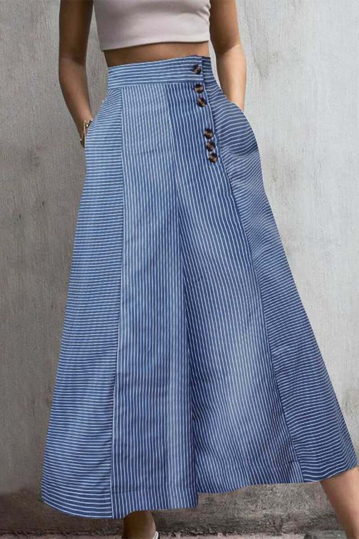 Women's Striped High-Waist Wide Leg Pants