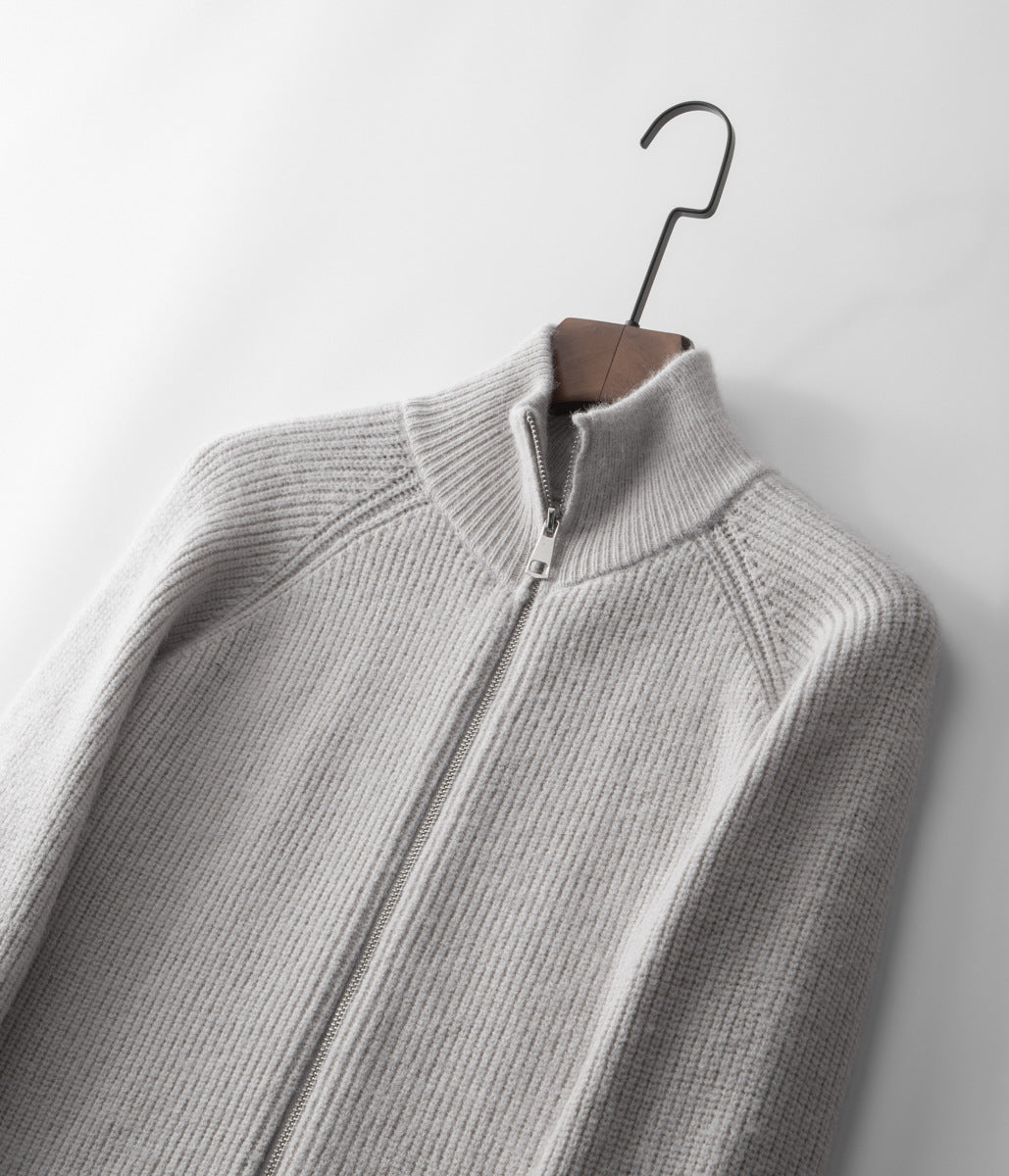 Emma & Rose merino wool zip-up cardigan — premium winter knitwear
