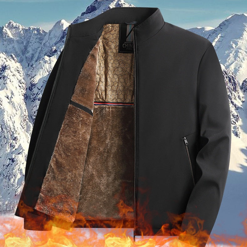 Men's Warm Zip-Up Jacket with High Collar
