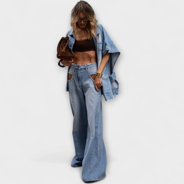 Blair - Loose-Fitting Sleeveless Denim Set
