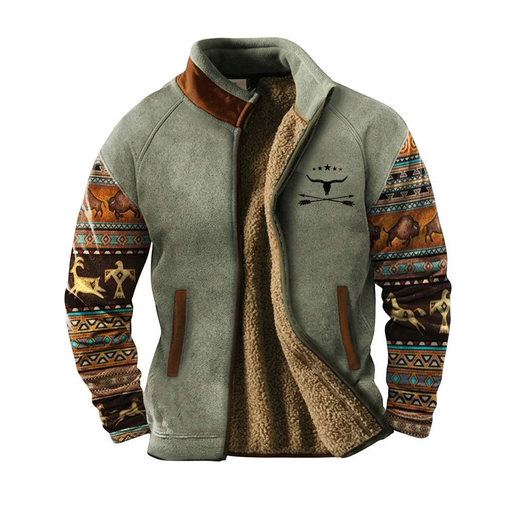 LAURENT MONACO | JACKET WITH INDIGENOUS PATTERN PRINT FOR MEN