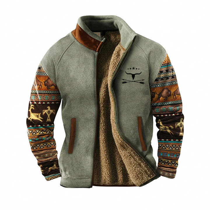 LAURENT MONACO | JACKET WITH INDIGENOUS PATTERN PRINT FOR MEN