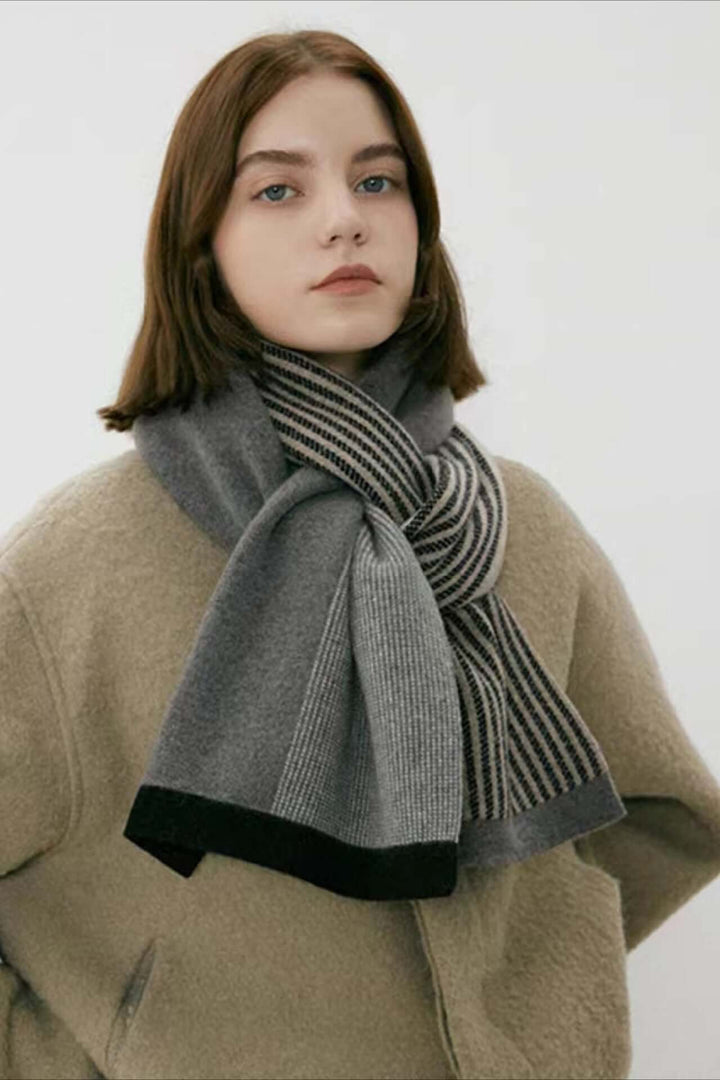 Striped Scarf Warm Winter Wrap, view 5 - Elena Harper