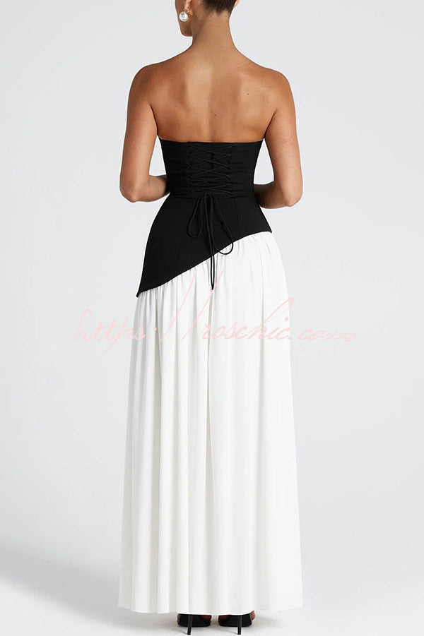 Elegant Off Shopulder Chiffon Pleated Hem Scarf Slit Maxi Dress