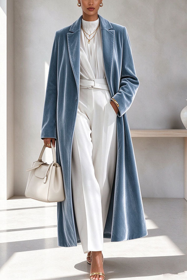 The Velvet Elegance Long Overcoat
