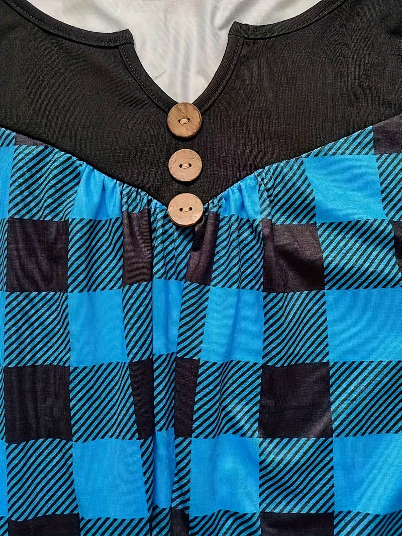 Fontemanha - Autumn Christmas Plaid Print Top