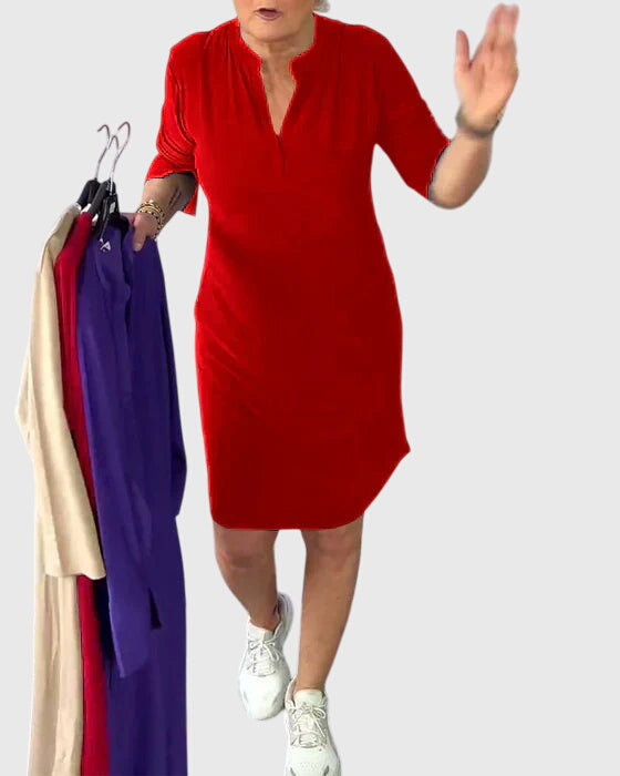 Katherine™  |  Solid V-neck Dress