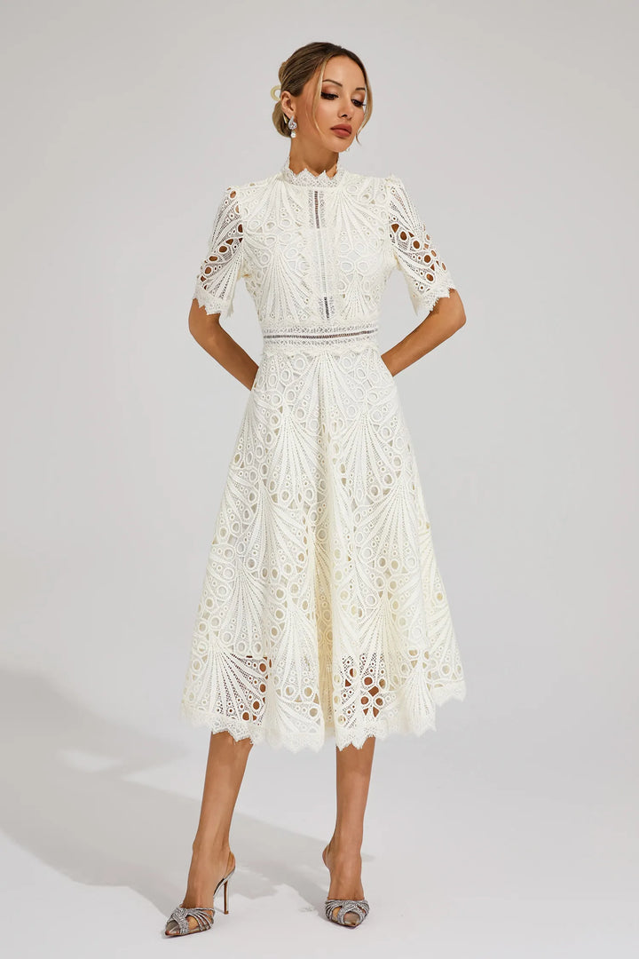 Pierre - Midi Dress in Lace and Elegance