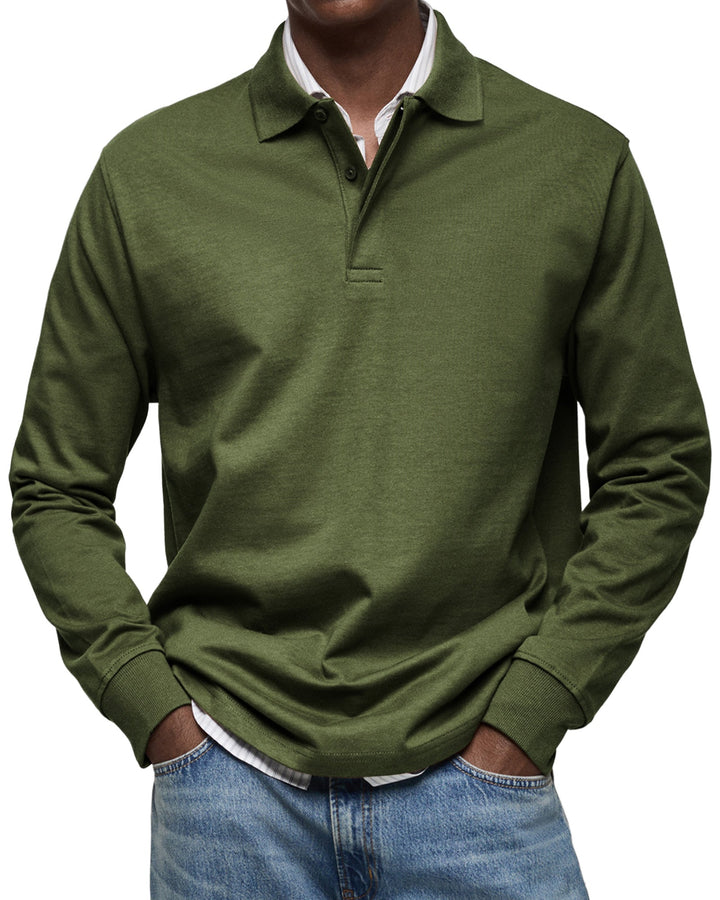 Casual Long Sleeve Polo Shirt for Men