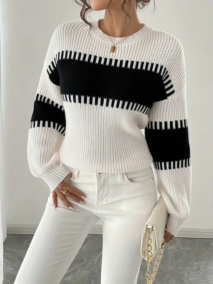 Gyneth Long-Sleeve Sweater with Round Neck, view 5 - Elena Harper