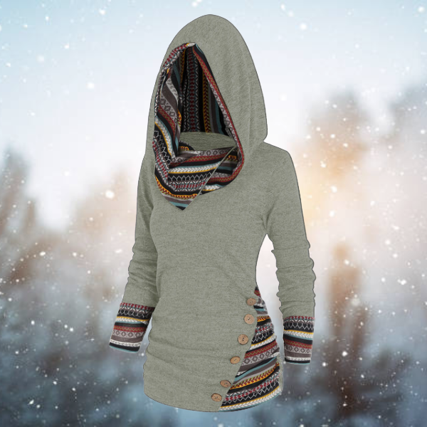 Matilda | Warmer Fleece Hoodie with Boho Pattern
