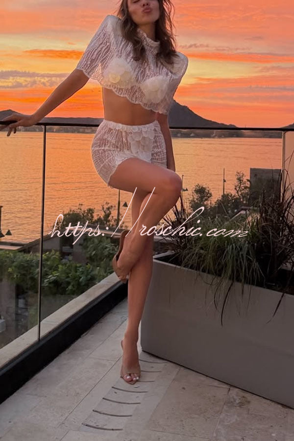 Sun-Kissed Sheer Embellished Two-Piece Set
