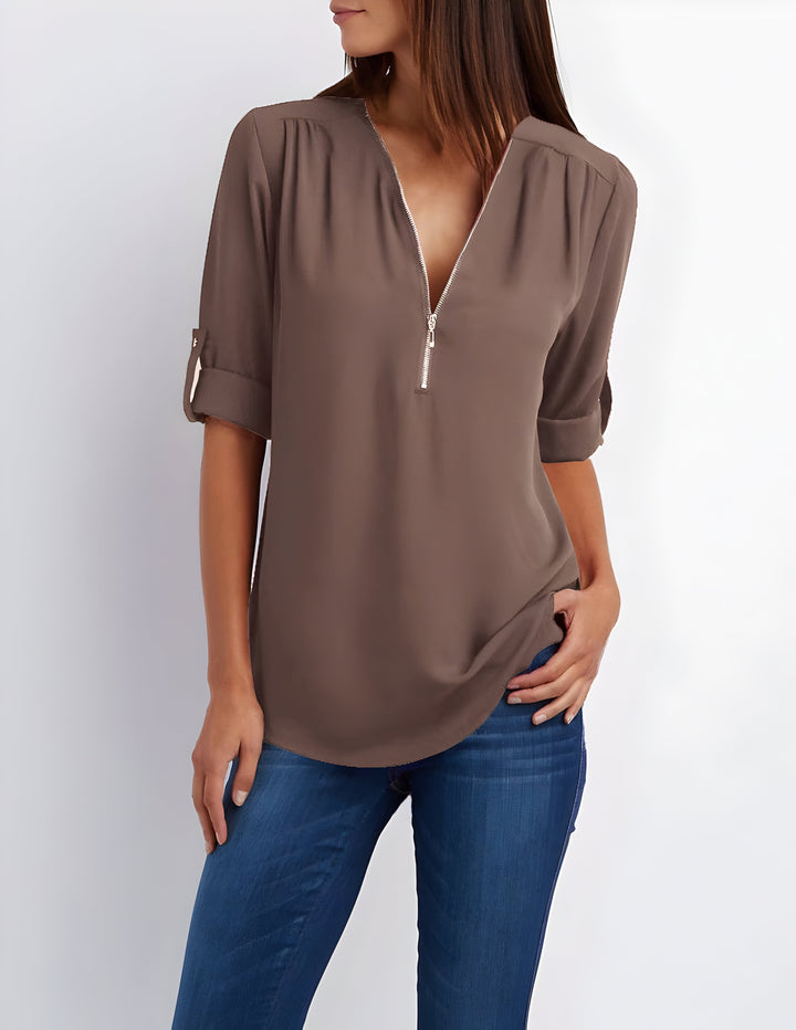 Amaya - Stylish Blouse with Half Zipper