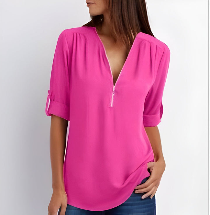 Amaya - Stylish Blouse with Half Zipper