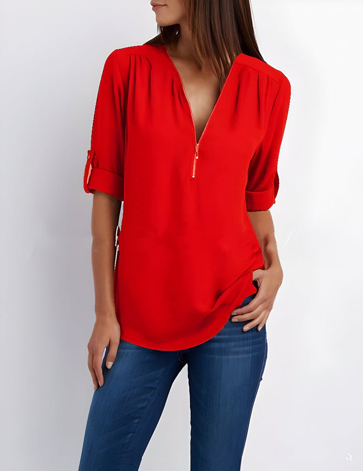 Amaya - Stylish Blouse with Half Zipper