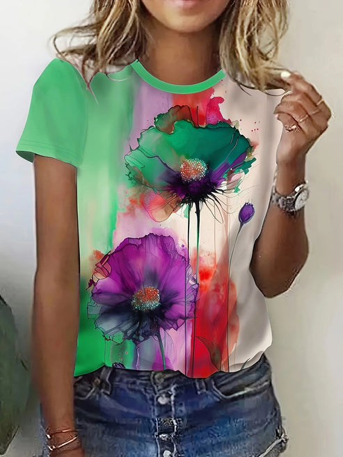 Fabienne - Short Sleeve Floral Print T-Shirt