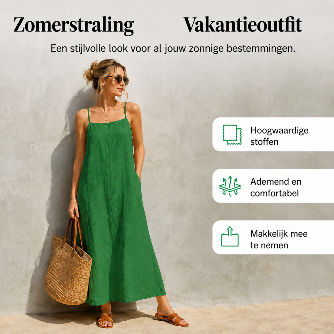 Ivara™ | Belly-Covering Linen-Look Maxi Dress