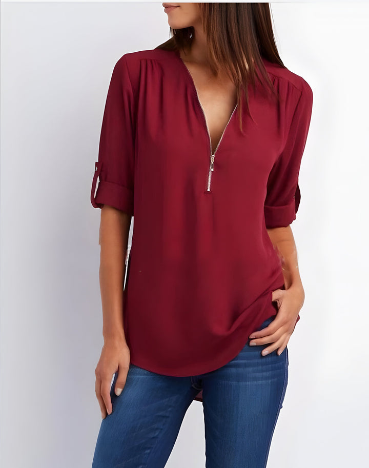 Amaya - Stylish Blouse with Half Zipper