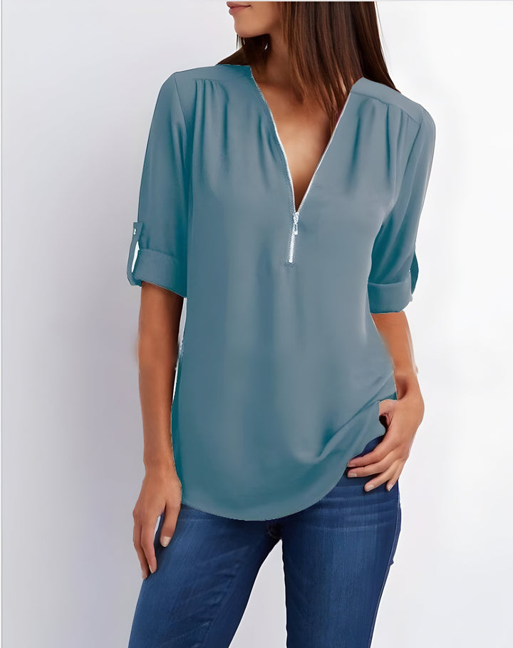 Amaya - Stylish Blouse with Half Zipper