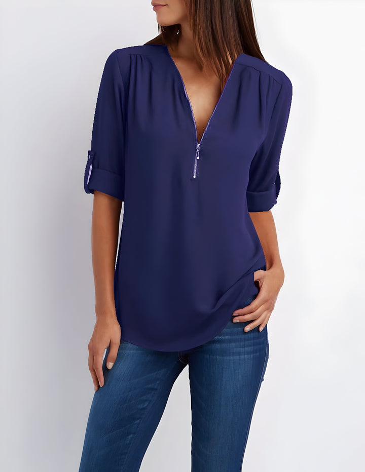 Amaya - Stylish Blouse with Half Zipper