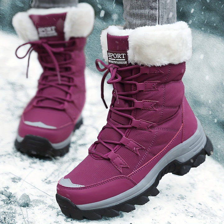 Ladies' Warm Winter Boots – Brown Leather, Waterproof and Insulating for Cold Days