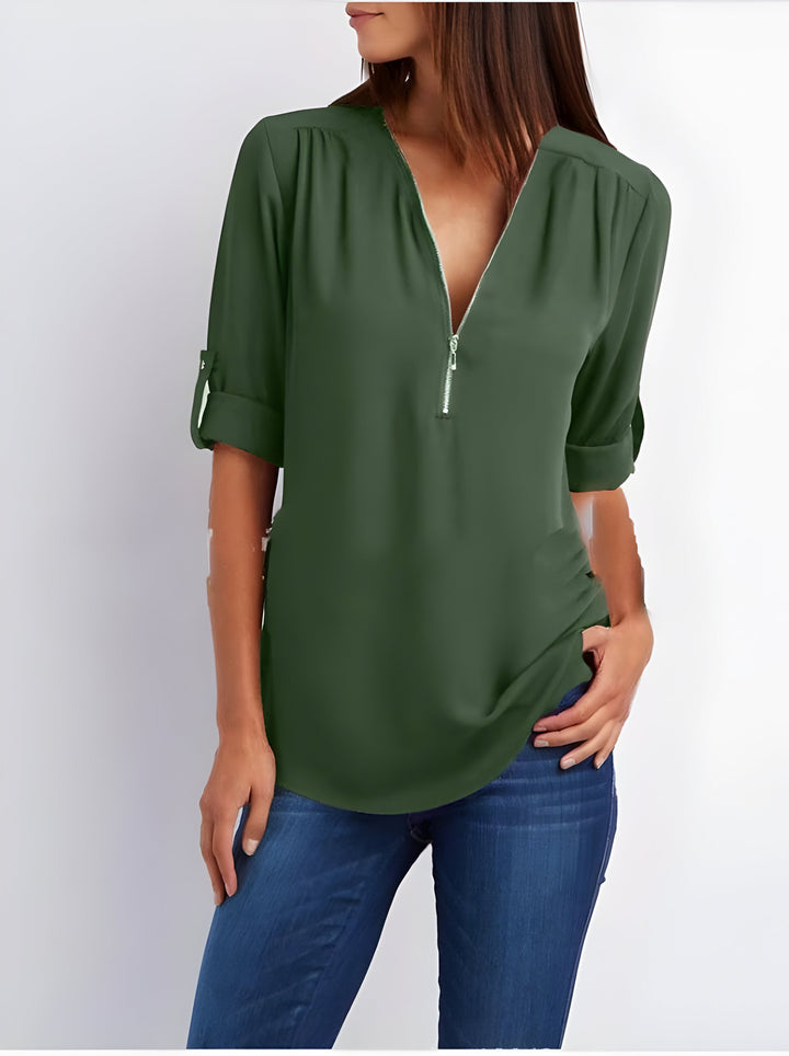 Amaya - Stylish Blouse with Half Zipper