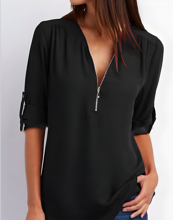 Amaya - Stylish Blouse with Half Zipper