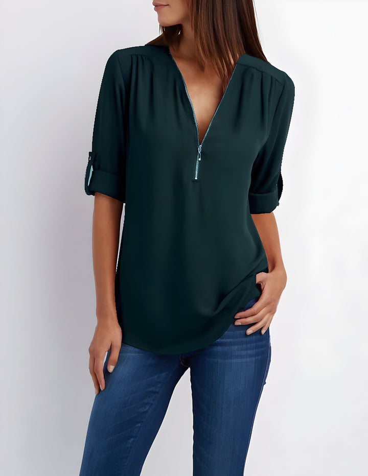 Amaya - Stylish Blouse with Half Zipper