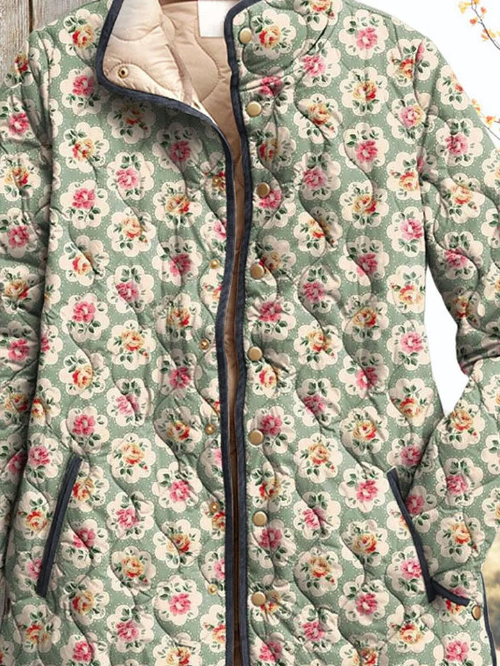 Women’s Vintage Sweet Jacket Art Print with Flowers