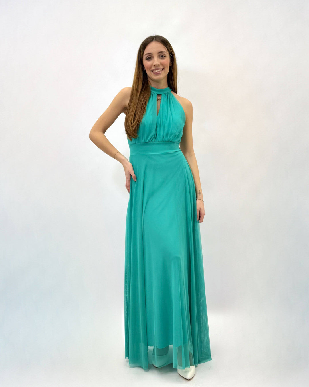 Marisa™ flowing dress by Emma & Rose Cape Town, lightweight fabric with a relaxed fit and elegant design, displayed on a hanger.