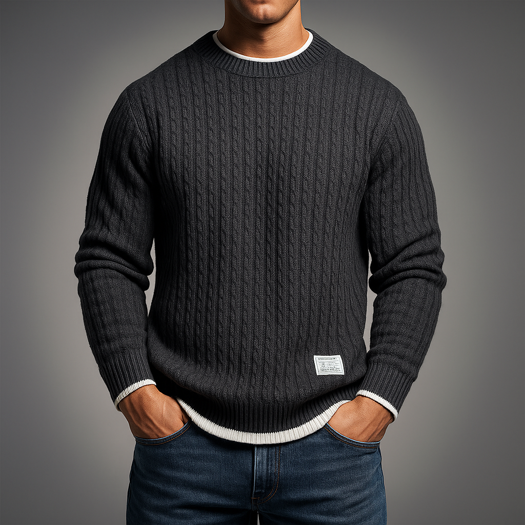 Gabriel | Premium Knitted Sweater Made of Merino Wool with Cable Knit