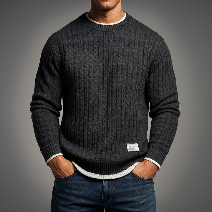 Gabriel | Premium Knitted Sweater Made of Merino Wool with Cable Knit