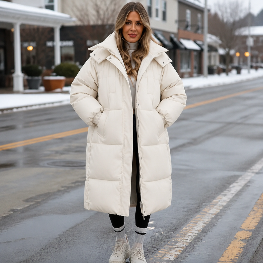 Elise | Long and Elegant Women's Puffer Jacket with Hood