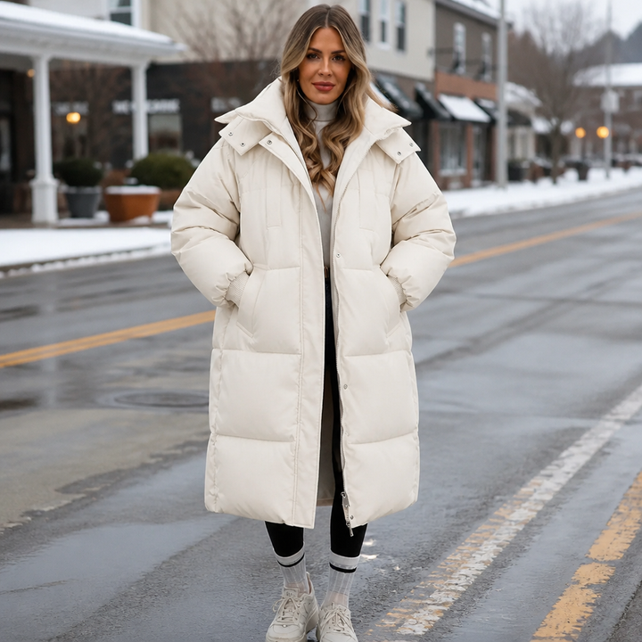 Elise | Long and Elegant Women's Puffer Jacket with Hood