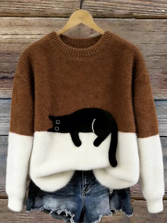 Paula™ | Soft Oversized Sweater with Cat Print
