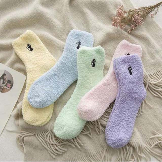 Cat Pattern Plush Socks