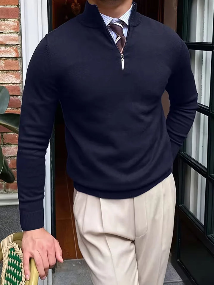 Thomas - Elegant Zip Mock Neck Sweater