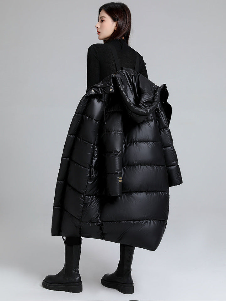 Long Quilted Effect Jacket for Women - Eryndel