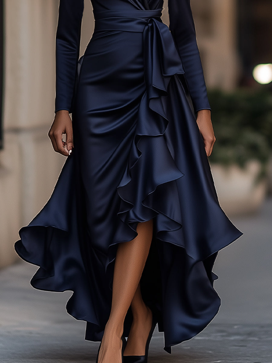 Luna™  |  Long Silky Dress Ruffles