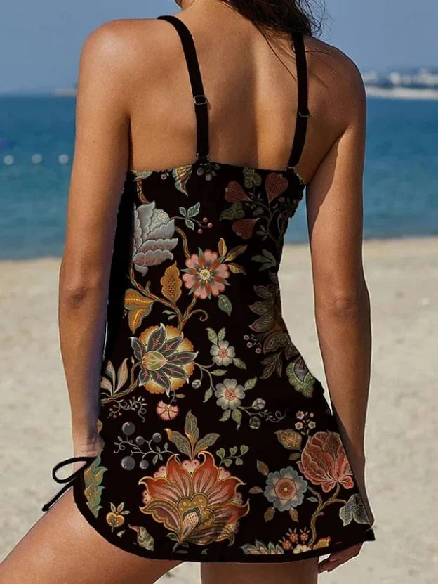Fiesta – Graphic Floral Bikini with Shorts, Tummy Control Effect
