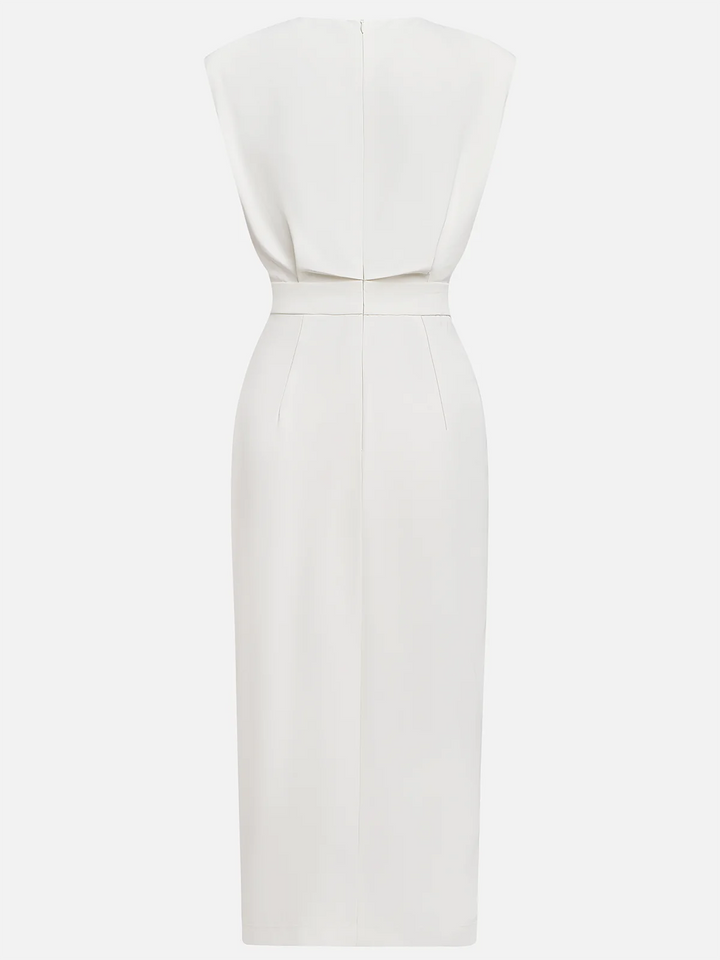 Emma | Ladies Button Detail Sleeveless Midi Dress