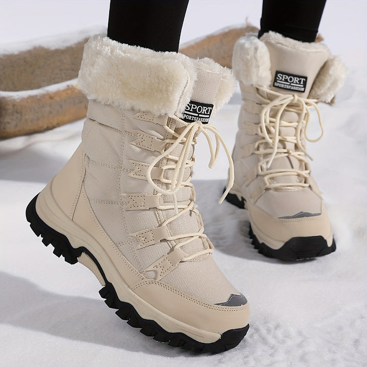 Ladies' Warm Winter Boots – Brown Leather, Waterproof and Insulating for Cold Days