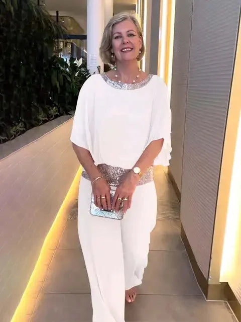 Daniela Elegant and Modern Wide-Leg Two-Piece Set, view 3 - Elena Harper