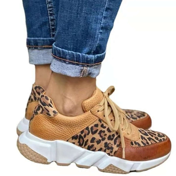 Leopard Print Chunky Sole Trainers for Women, view 4 - Elena Harper