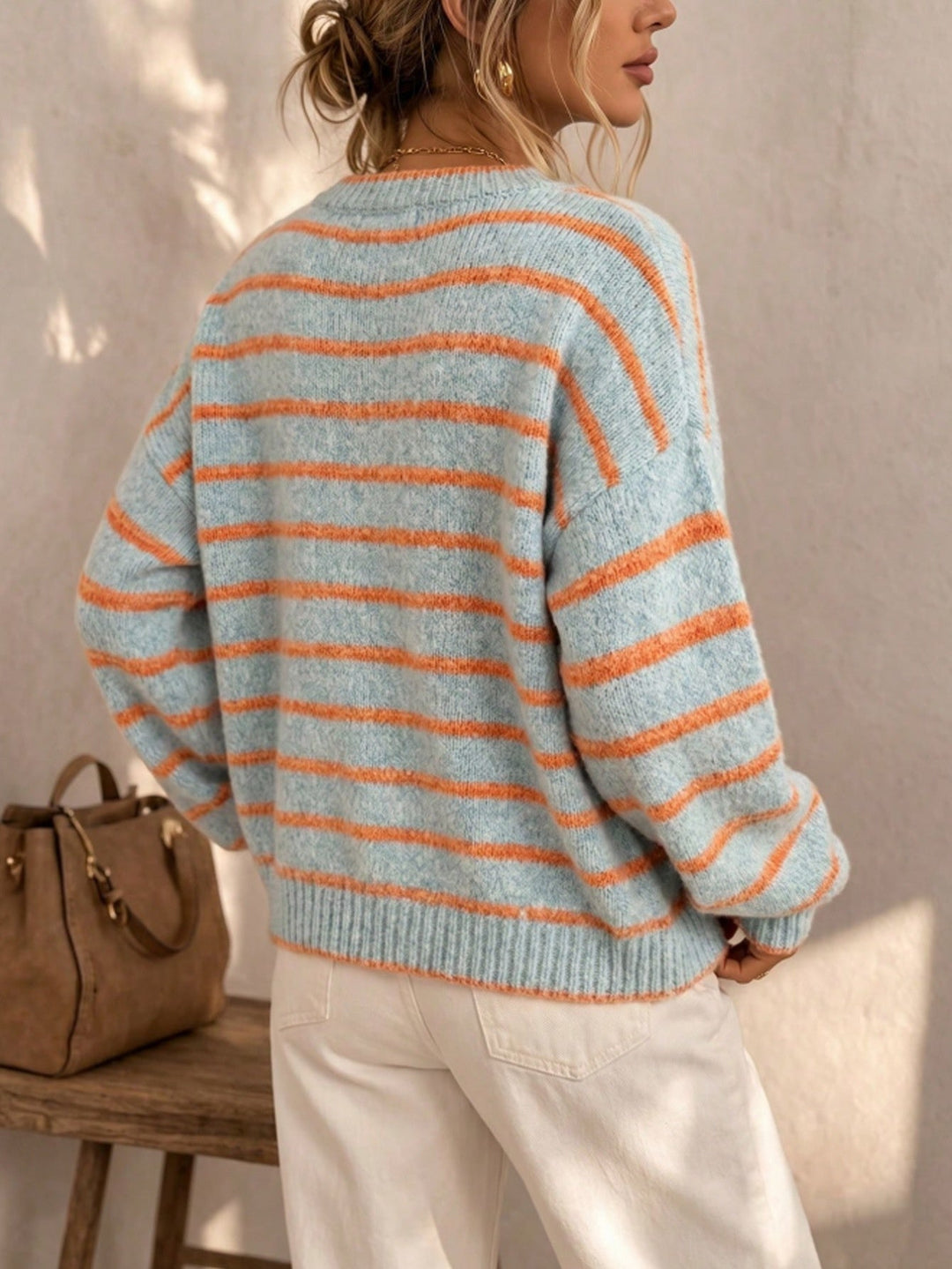 Women's Crew Neck Cardigan – Chic and Casual Euro-American Style