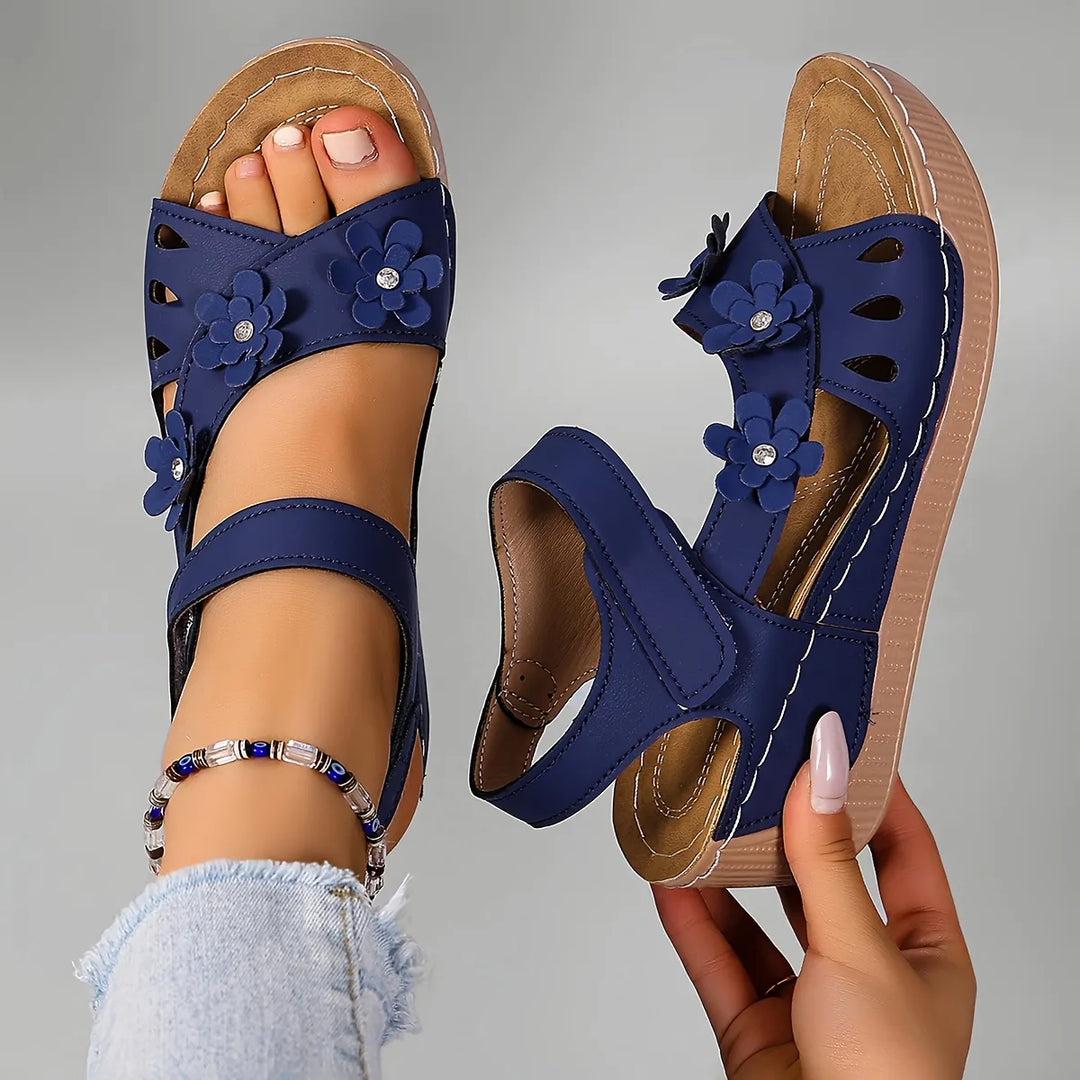 Ambella Comfortable Floral Sandals with Wedge Heel, view 4 - Elena Harper