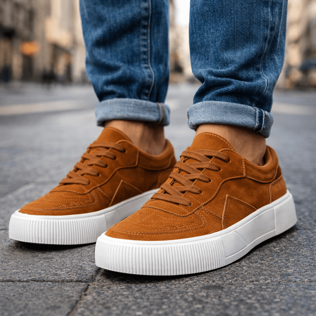 Aurelio Multicolored Suede Sneakers, view 5 - Elena Harper