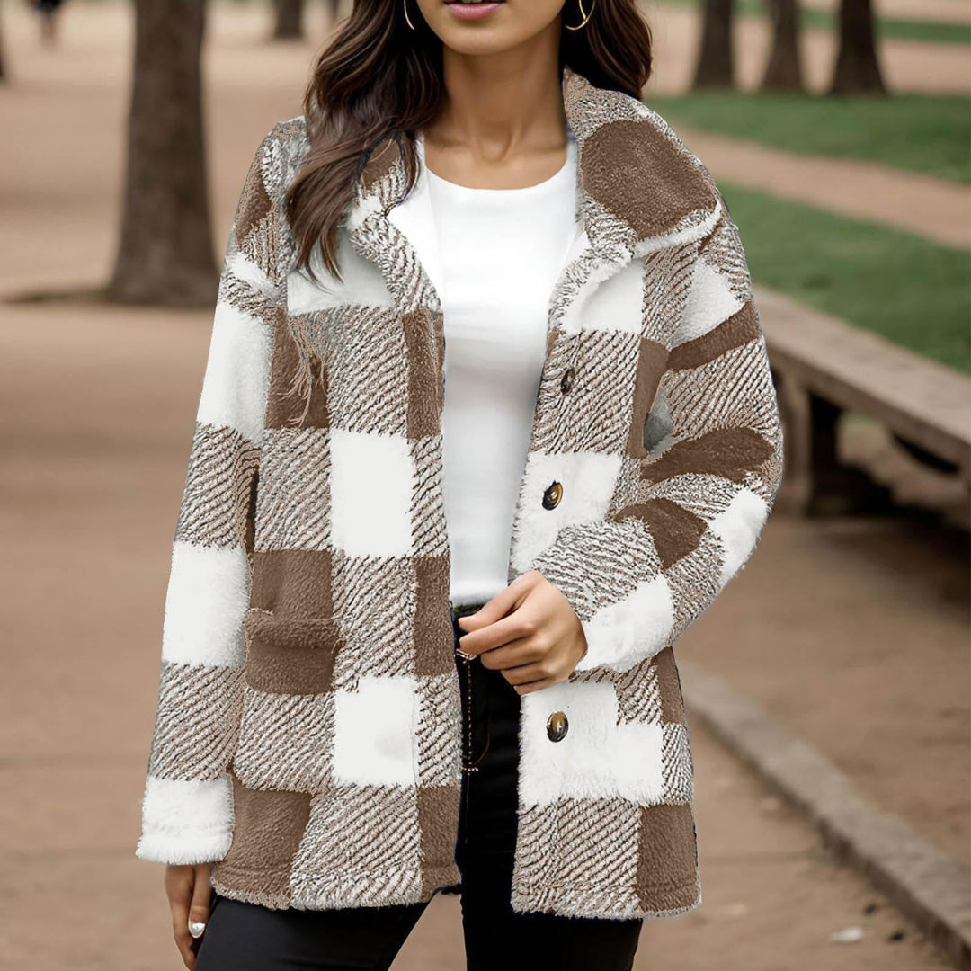 Plaid Plush Coat for Women - Warm and Practical