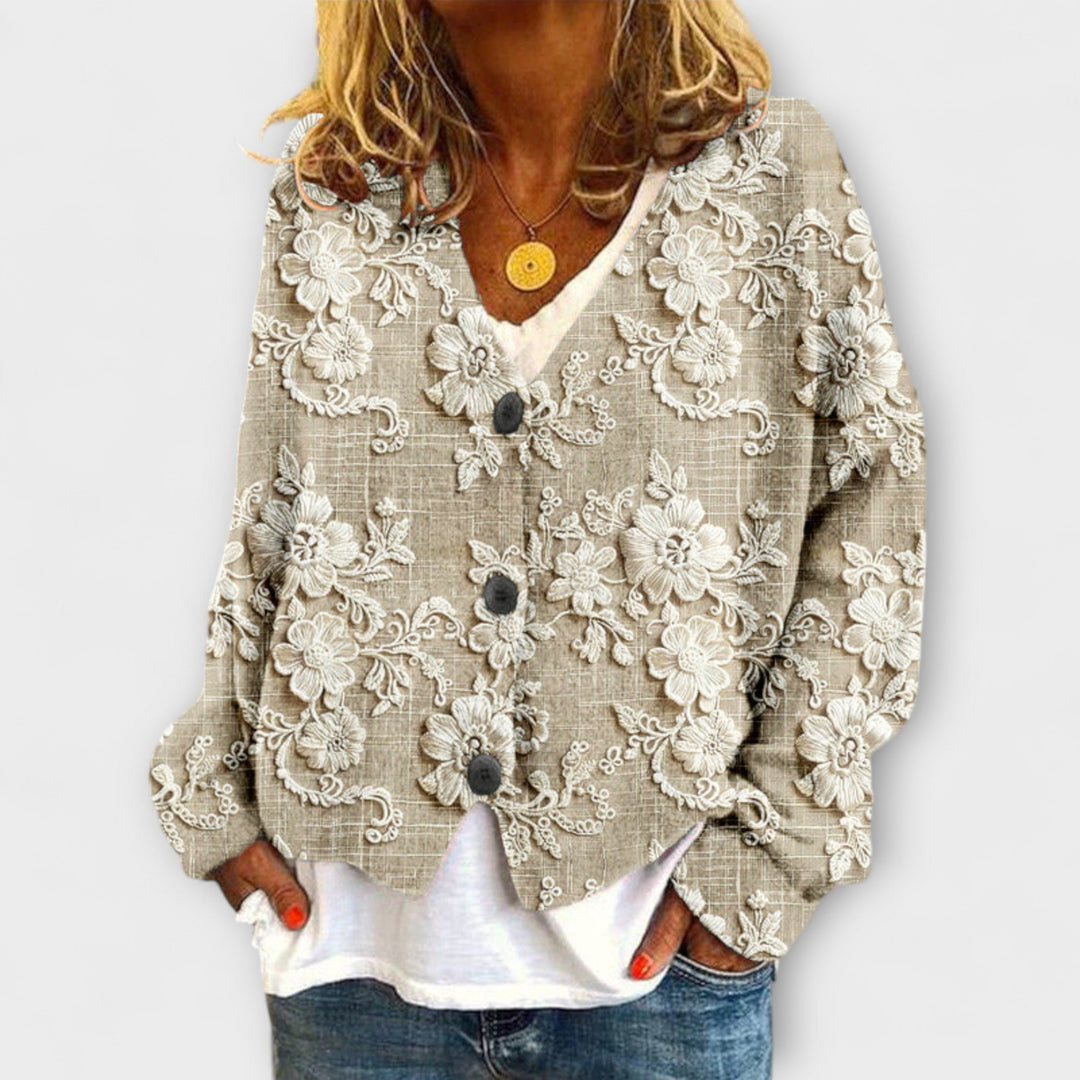 Women's Floral Button-Up Oversized Jacket